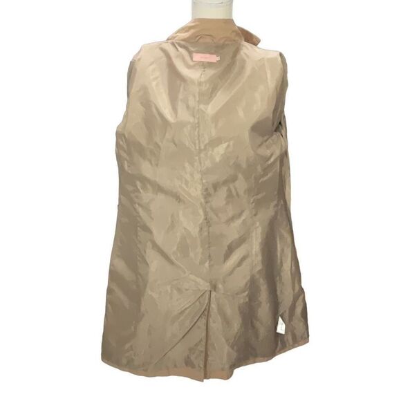 John Lewis Beige Trench Coat Mock Neck Hidden Buttons Pockets Lined Size 12 - Picture 7 of 9